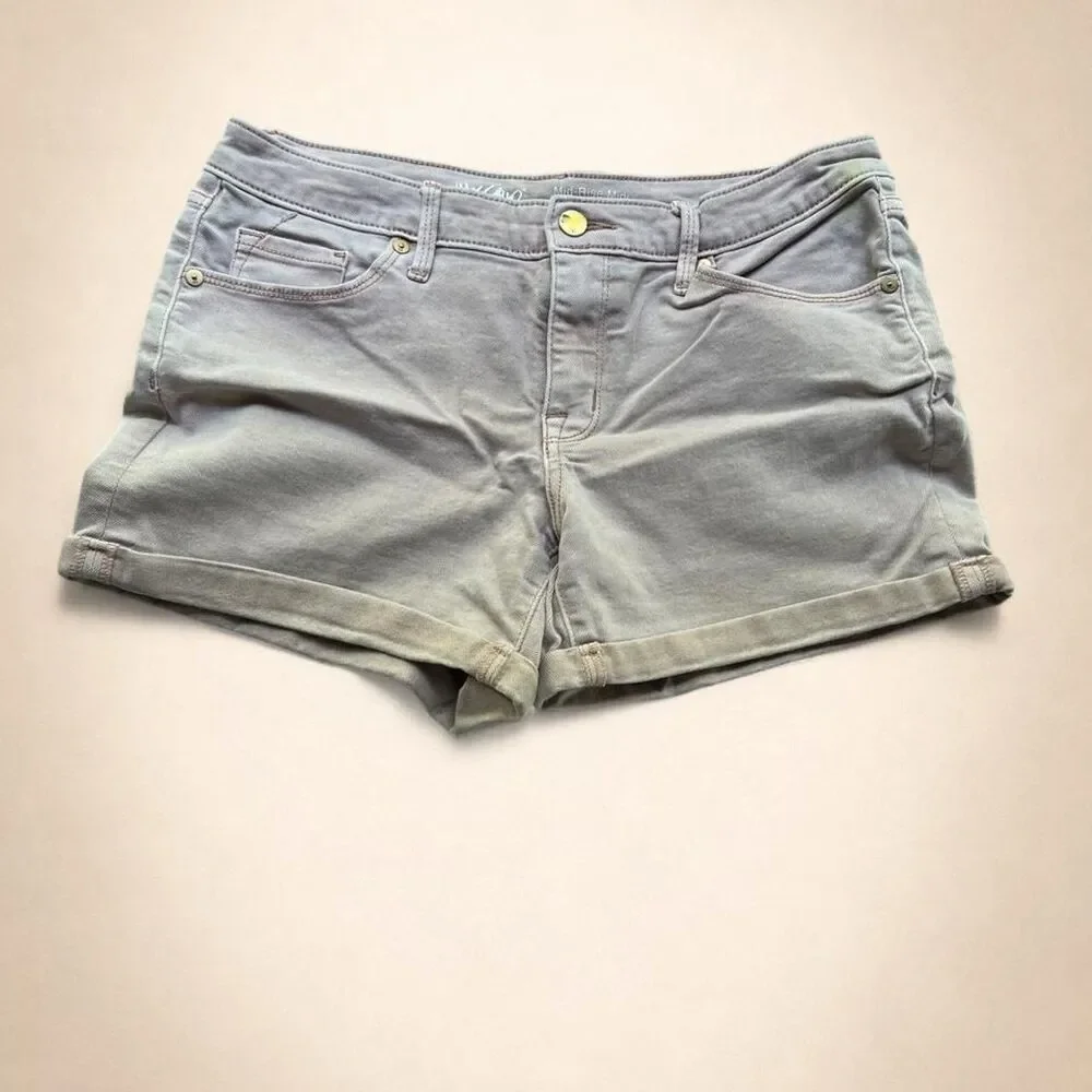 Mossimo Denim Mid Rise Mini Shorts Pink Super Stretch Women's Size 8/29